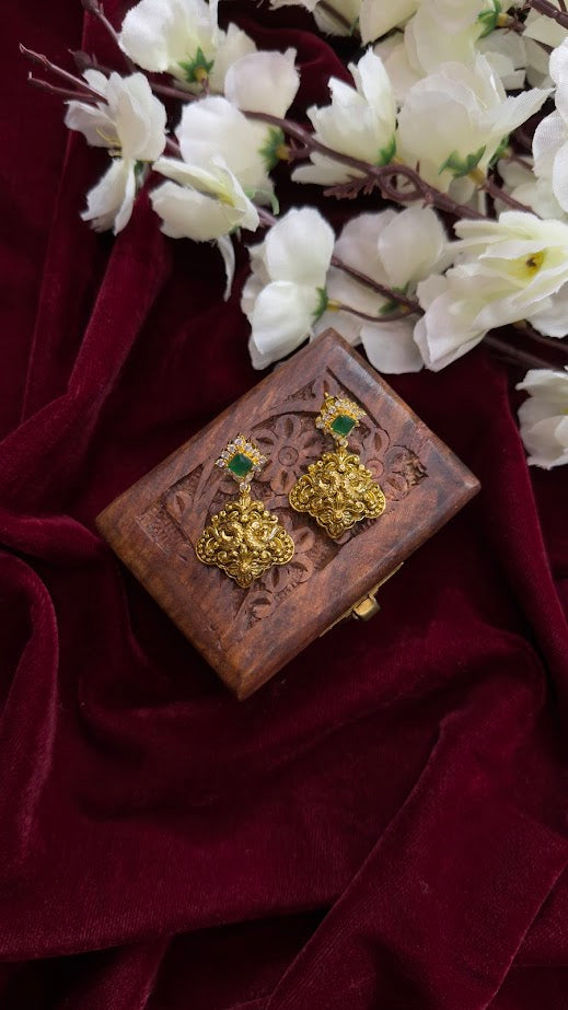 Emerald Peacock Design Earrings