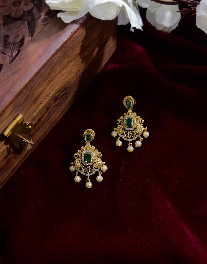 Peacock Green Earrings