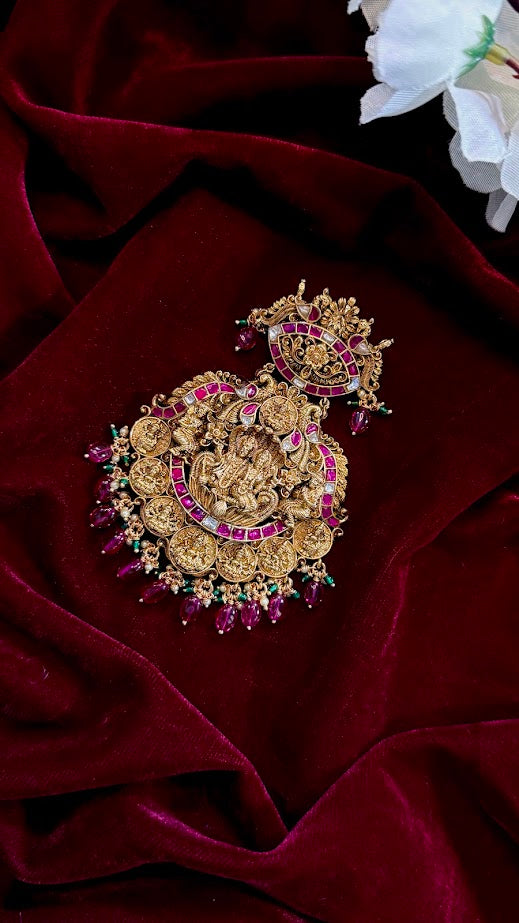Ruby Stone Lakshmi Pendant