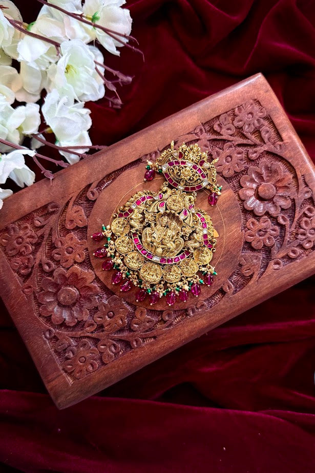 Ruby Stone Lakshmi Pendant