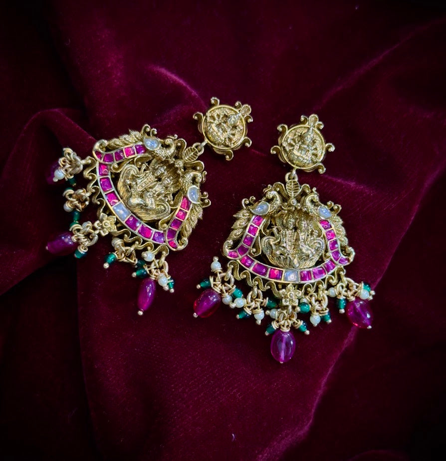 Ruby Stone Lakshmi Earrings