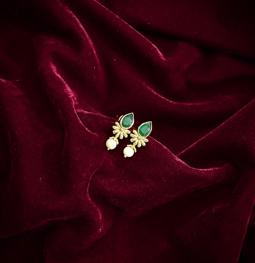 Floral Green Studs