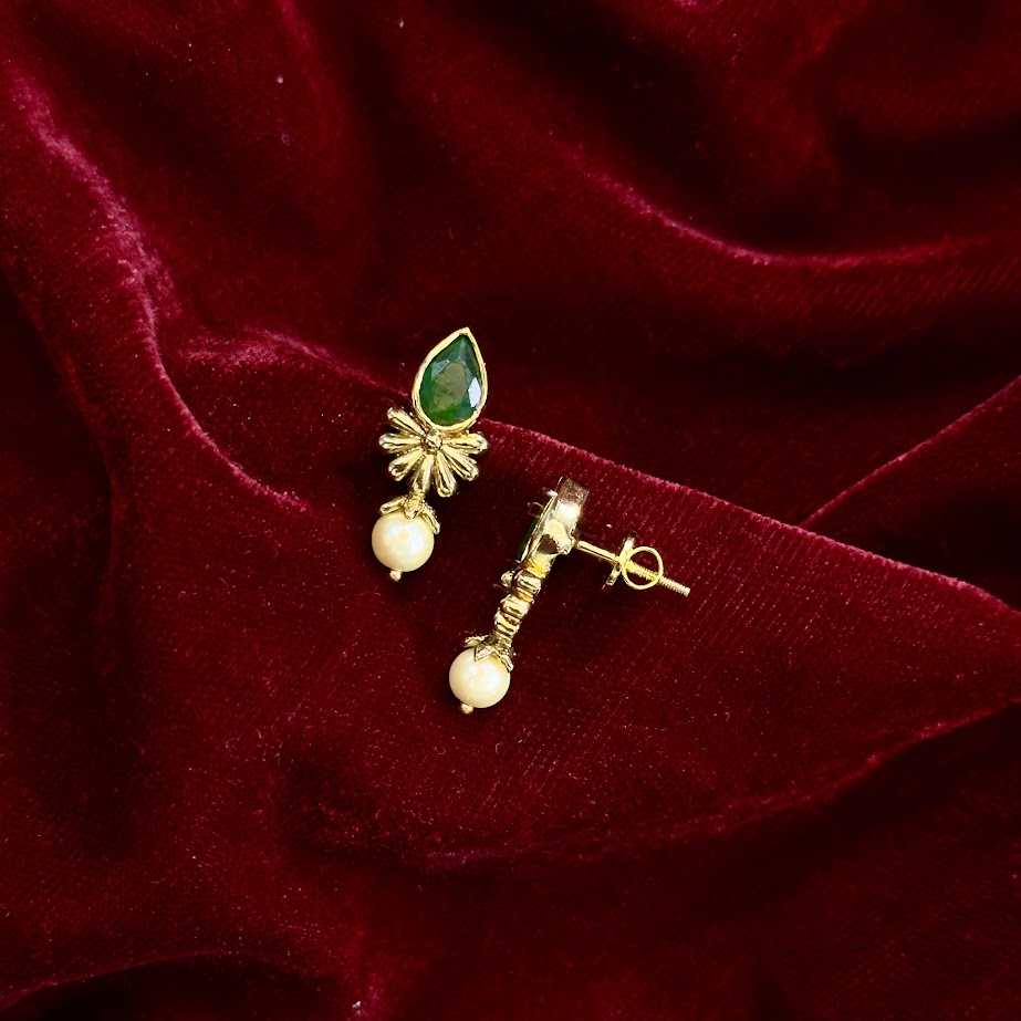 Floral Green Studs