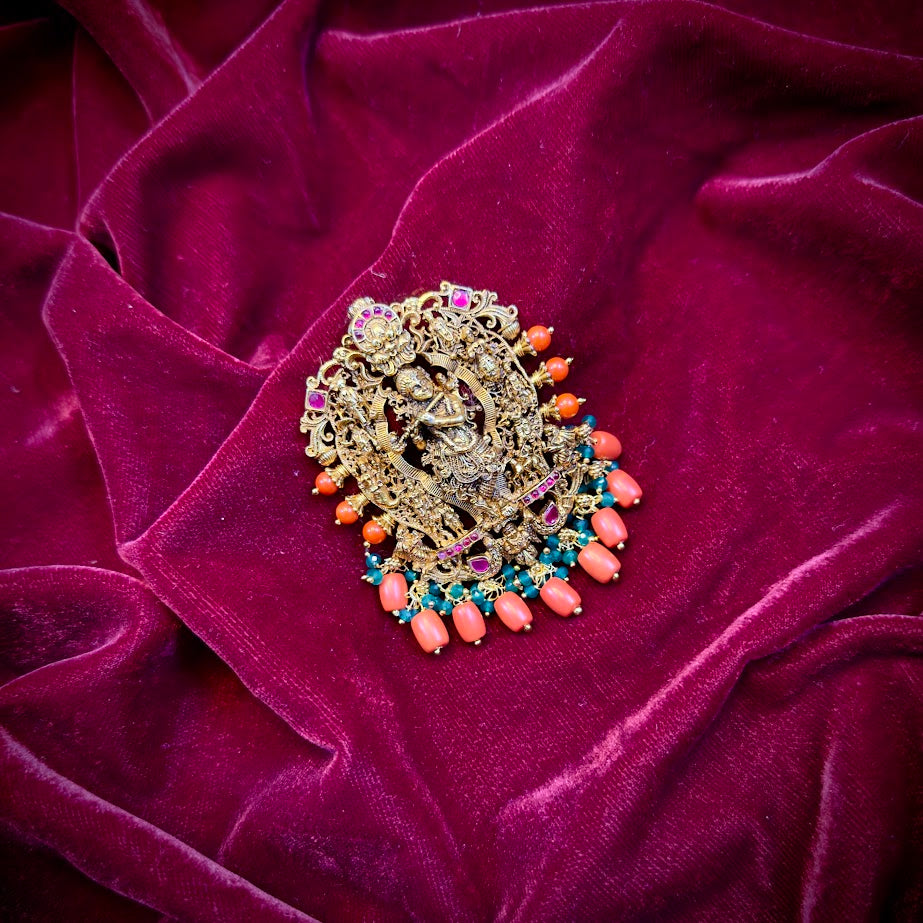Coral with Krishna Pendant