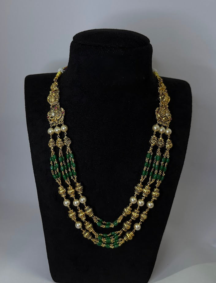 Green Stone Three Layer Mala