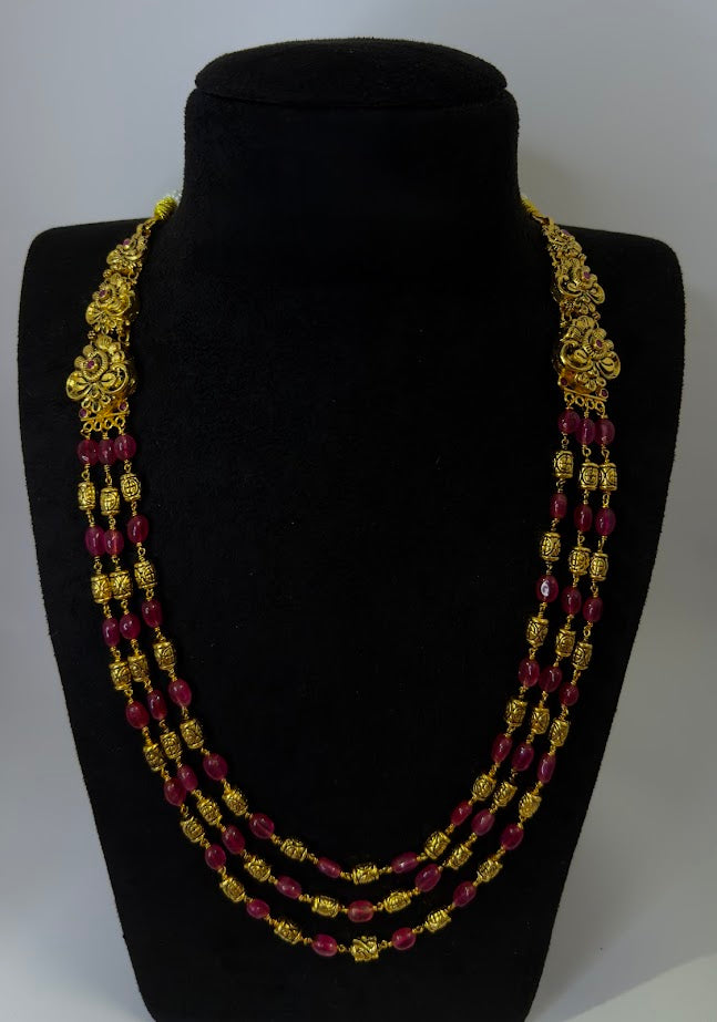 Ruby Beads Three Layers Mala