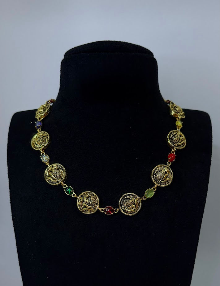 Navaratna and Peacock Necklace