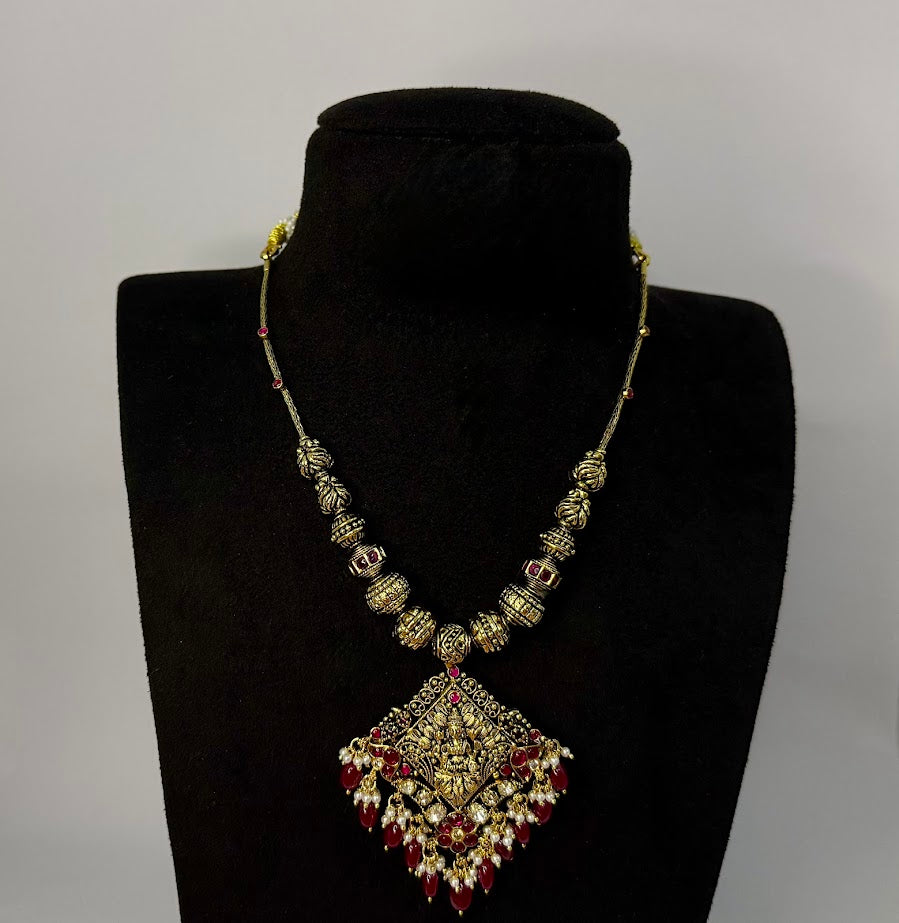 Short Ruby Drop Necklace