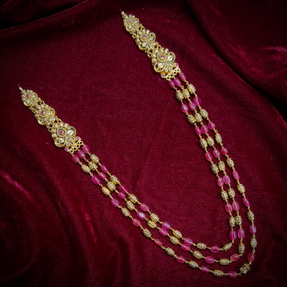 Ruby Beads Three Layers Mala