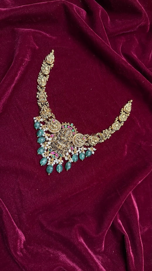 Mahalakshmi Temple Design Short Necklace