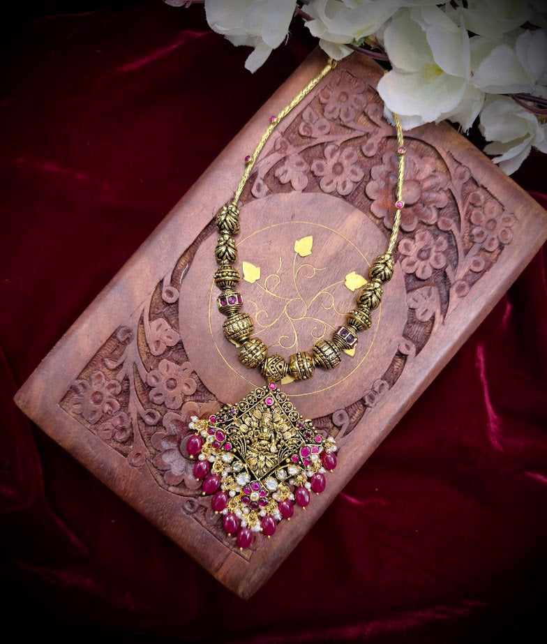 Short Ruby Drop Necklace