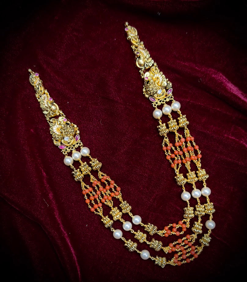 Coral Beads Three Layer Mala