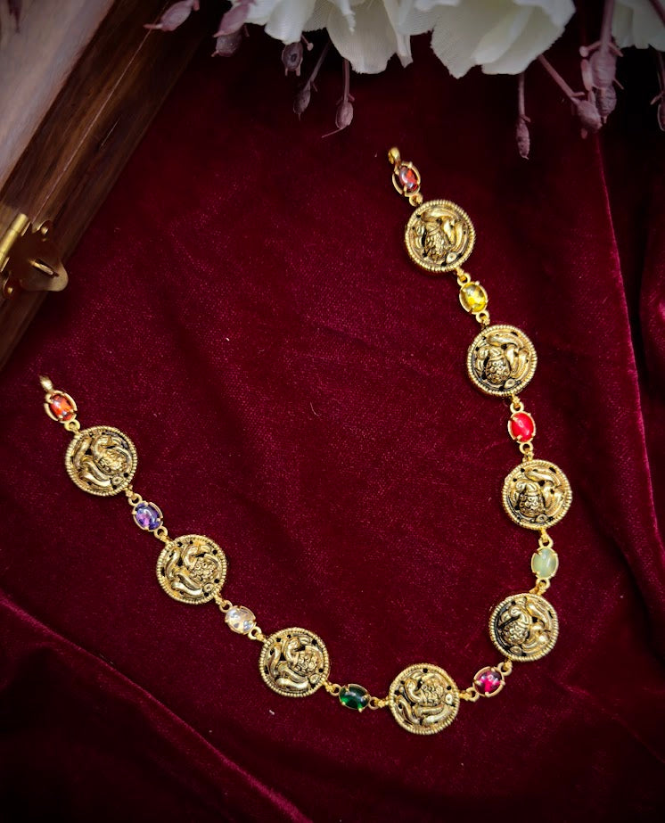 Navaratna and Peacock Necklace