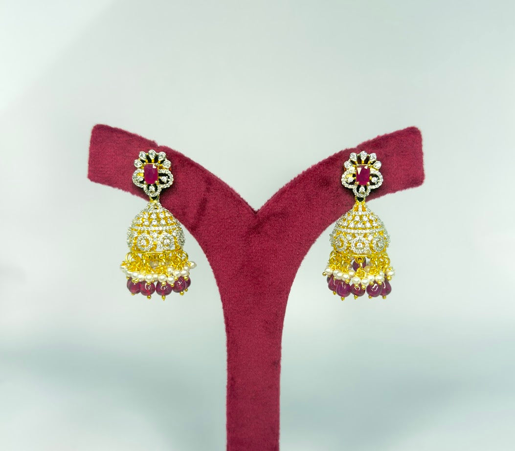 Diamond Jhumki - Ruby