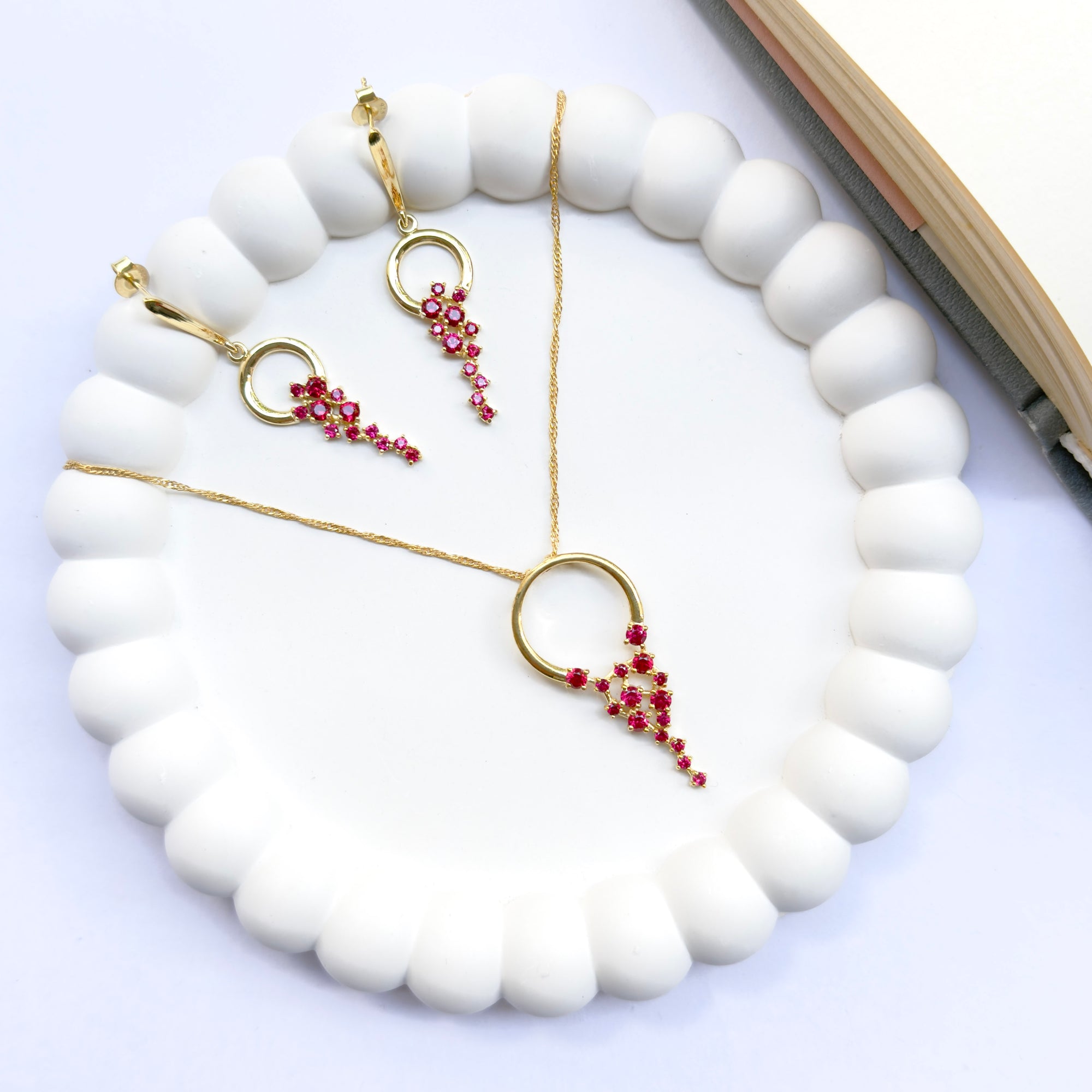 Ruby Rain Necklace set