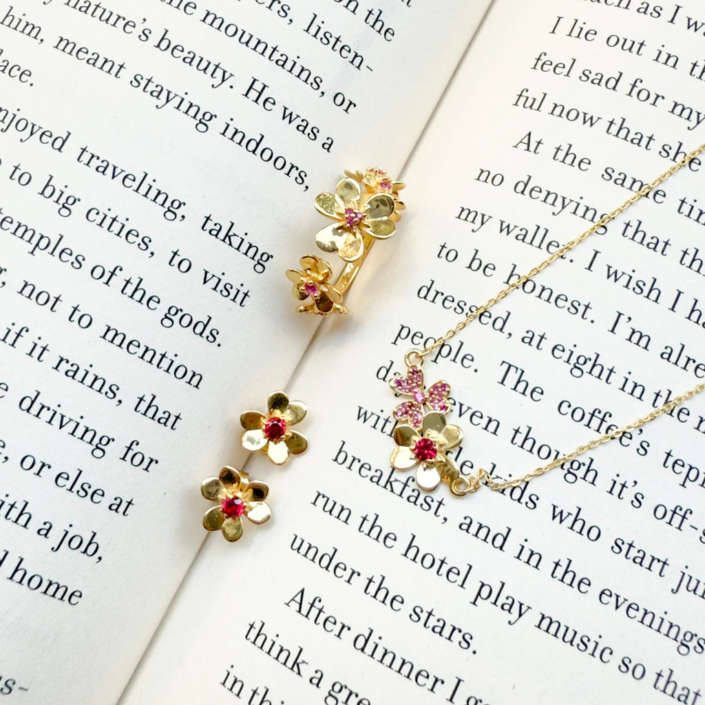 Floral Spark Set Pink Stone
