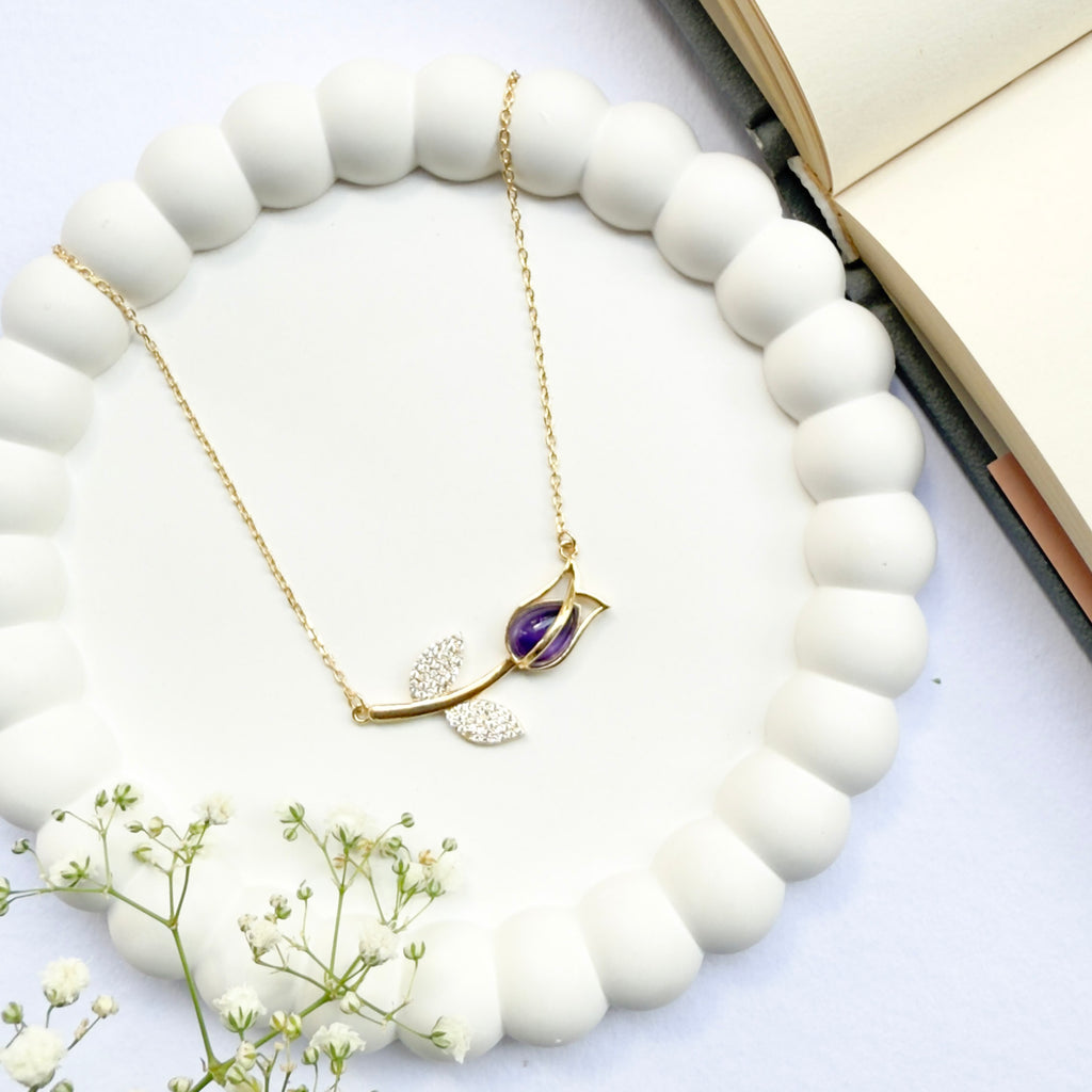 Violet Rose Pendant Necklace
