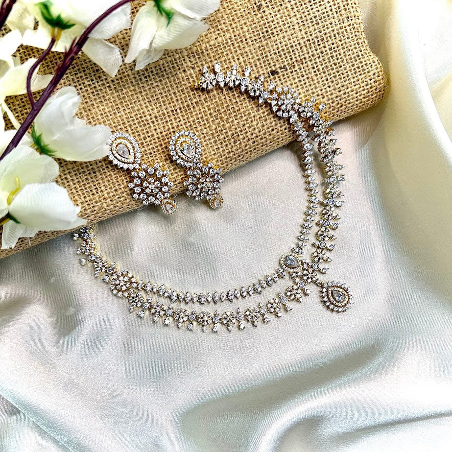 Moonlit Layers Diamond Design Necklace