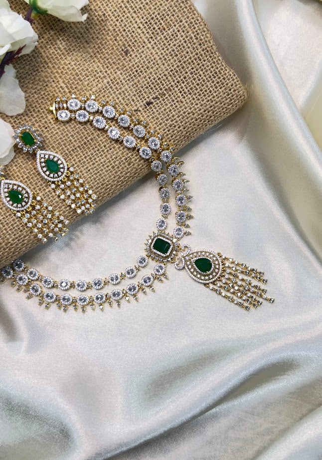 Emerald Rain Drop Diamond Set