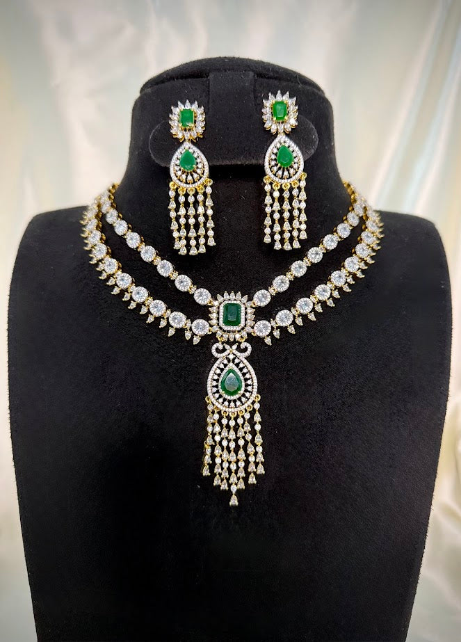 Emerald Rain Drop Diamond Set