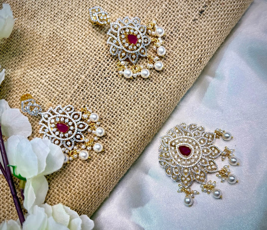 Diamond Pendant Set- Ruby