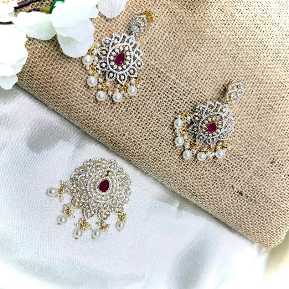 Diamond Pendant Set- Ruby