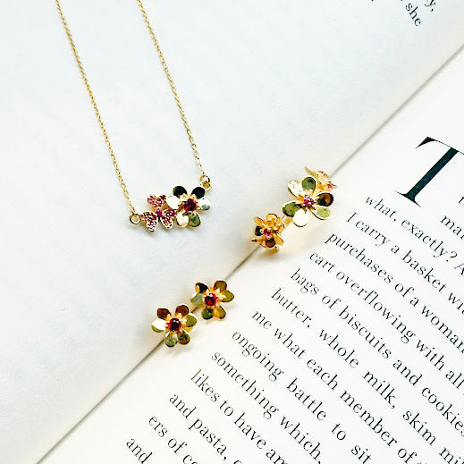 Floral Spark Set Pink Stone